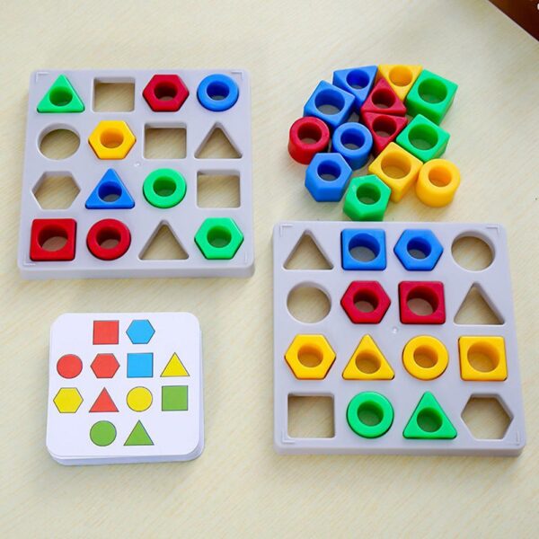 Montessori Shape Color Geometric Matching Game Memory Chess Sorter Toy Color Sensory Educational Toys Gift For