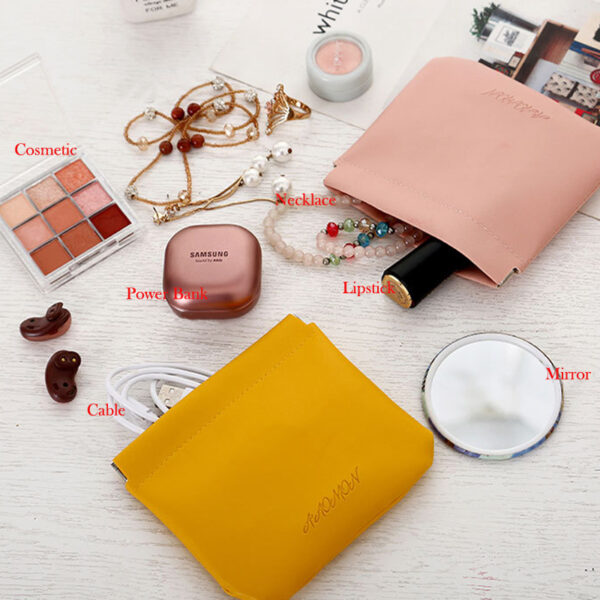 Portable Cosmetic Bag Earphone Cable Sundries Lipstick Mini Storage Case Organizer Elastic Sealing Women Girl Small 4