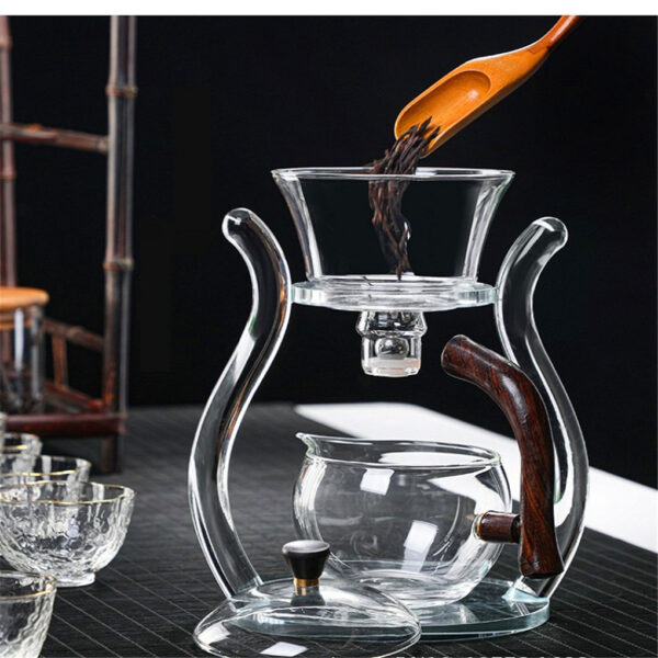 RORA Glass Teapot Set Automatic Lazy Teapot Magnetic Rotating Kungfu Heat Resistant Teapot Suit 2