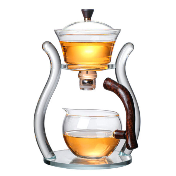 RORA Glass Teapot Set Automatic Lazy Teapot Magnetic Rotating Kungfu Heat Resistant Teapot Suit