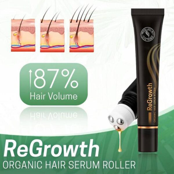 Regrowth Organic Hair Serum Roller Set Biotin Hair Growth Serum Triple Roll On Massager Hair Growth 1