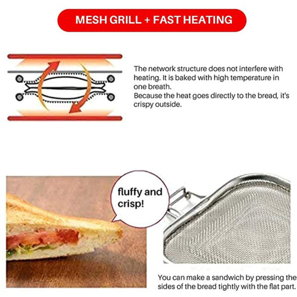 قالب پخت ساندویچ ساز فولاد ضد زنگ نان توستر دستگاه صبحانه ابزار کیک نان 4