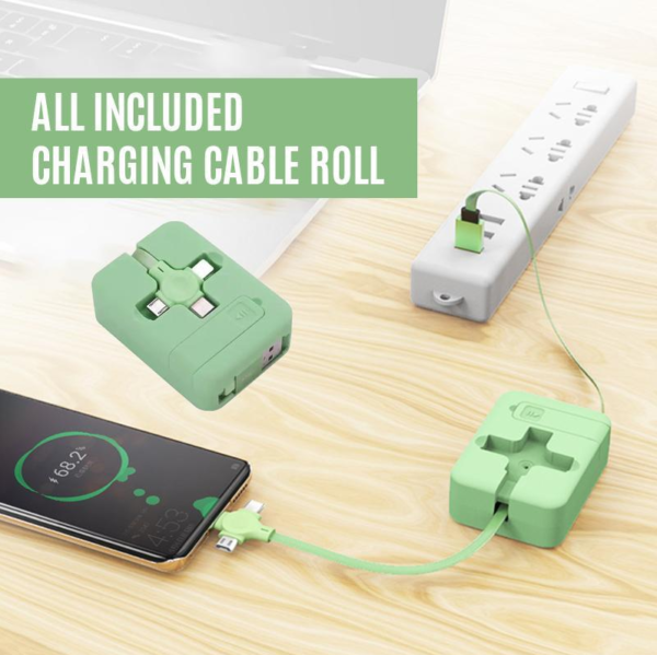 Three In One Charging Cable Roll Macaron Telescopic Storage Bracket MICRO Lightning TYPE C Charging Cable