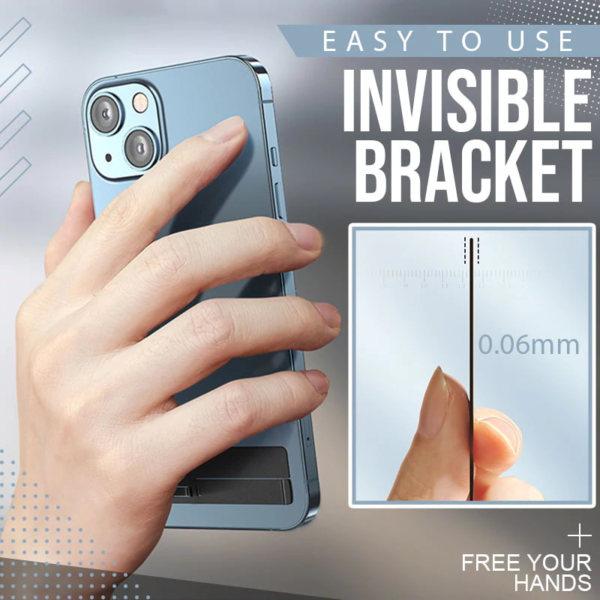 Ultra dënn Invisible Back Stick Handy Ënnerstëtzung Metal Haltbar Schnell Installatioun Telefon Holder Rack fir 4