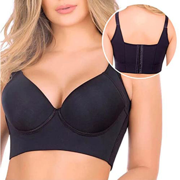 Women Deep Cup Bra Hide Back Fat Bra Shapewear Incorporated Full Back Coverage Push Up Sports