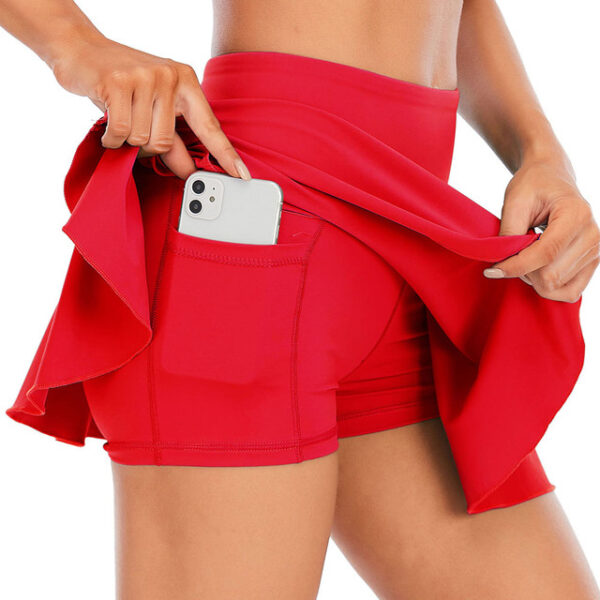 Dames Sport Skort mei ynboude koarte broekzakken Effen kleur Hege taille plissé rok yn 12 7.jpg 640x640 7