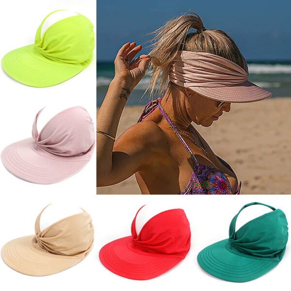 Topi Musim Panas Wanita Sun Visor Sun Hat Anti ultraviolet Elastik Hollow Top Hat Kasual Lebar