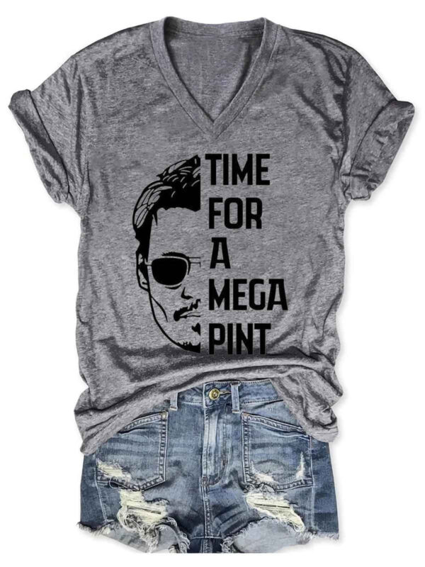 Women s Time For A Mega Pint Johnny Depp V Neck T Shirt 2