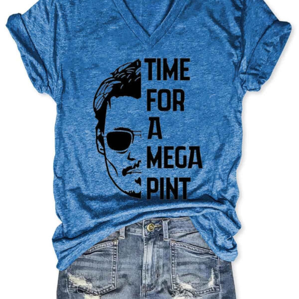 Women s Time For A Mega Pint Johnny Depp V Neck T Shirt 3