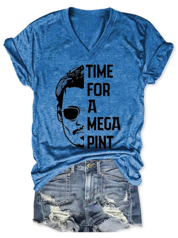 Women s Time For A Mega Pint Johnny Depp V Neck T Shirt 3