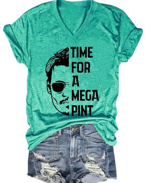 Women s Time For A Mega Pint Johnny Depp V Neck T Shirt 3.jpg 640x640 3