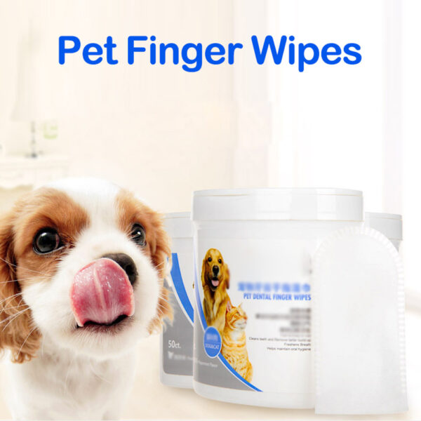 50PCS Dog Teeth Cleaning Finger Wipes Dog Dental Care Wipes for Cat and Dog Pet Oral