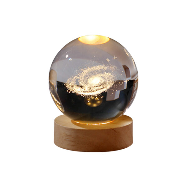 Creative crystal ball universe galaxy series night light solid wood base luminous crystal led light small 4