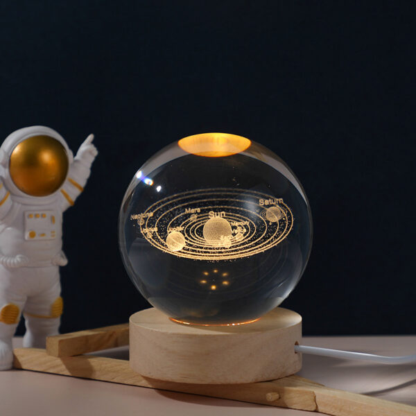 Creative crystal ball universe galaxy series night light solid wood base luminous crystal led light small