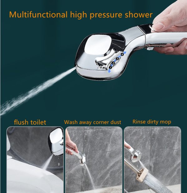 High Pressure Water Saving Shower Head Hand Held Shower SPA Adjustable 4 Function High Pressure Shower 4