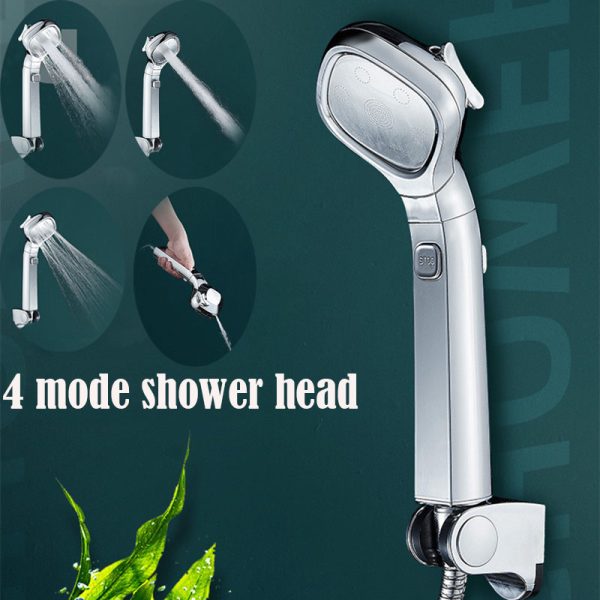 High Pressure Water Saving Shower Head Hand Held Shower SPA Adjustable 4 Function High Pressure Shower