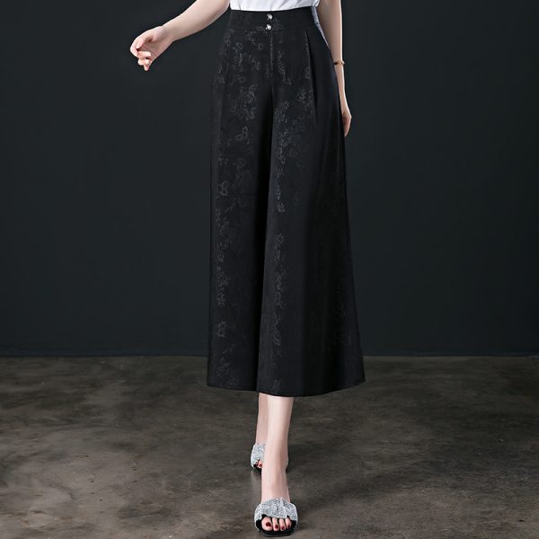 High Waisted Pants Dress Women Wide Leg Pants Female Print Culottes Summer 4XL 5XL Mom Pants 1