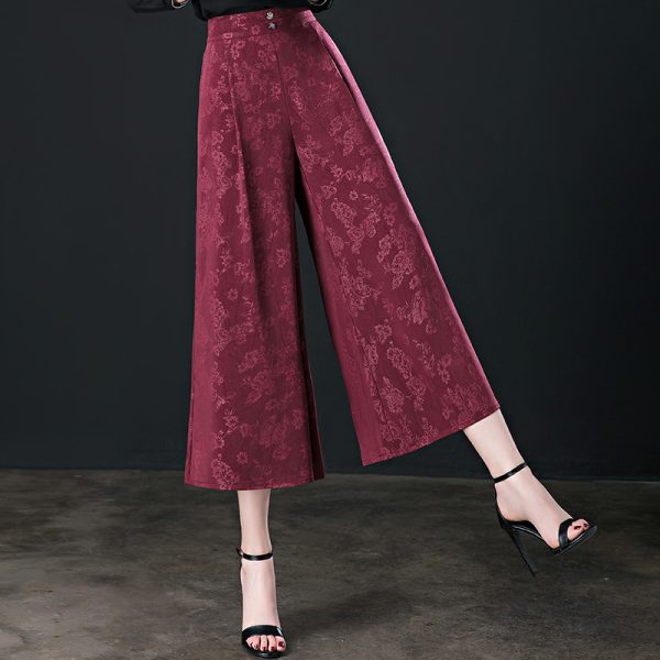 High Waisted Pants Dress Women Wide Leg Pants Female Print Culottes Summer 4XL 5XL Mom Pants