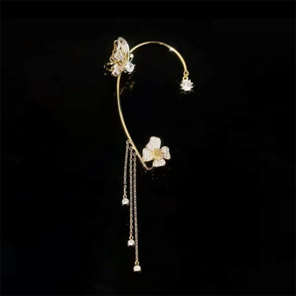 Korean Sparkling Zircon Flower Butterfly Ear Cuff Without Piercing Tassel Clip Earrings for Women Simple Ear 3
