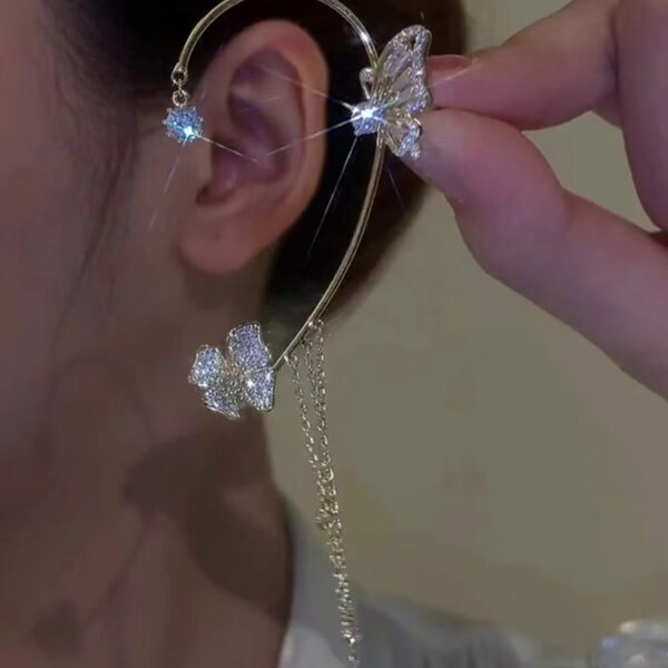Korean Sparkling Zircon Flower Butterfly Ear Cuff Without Piercing Tassel Clip Earrings for Women Simple Ear 5