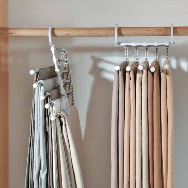 Multi functional 5 in 1 Trouser Storage Rack Adjustable Pants Tie Storage Shelf Closet Organizer Stainless 2
