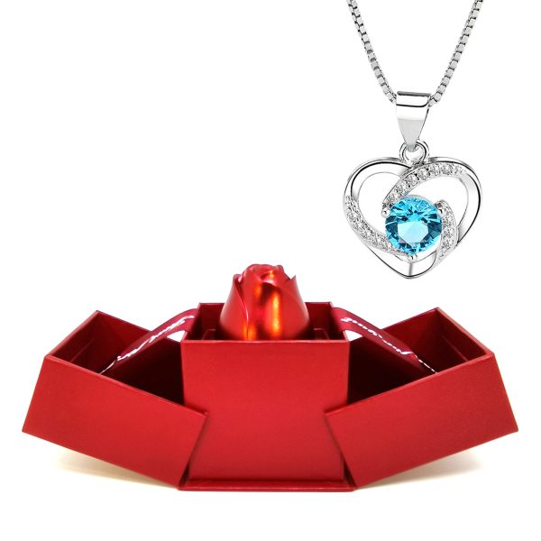 Rose Jewelry Storage Box Elegant Crystal Pendant Necklace Romantic Valentine s Day Gift for Women Girls 3