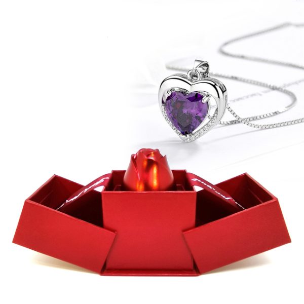 Rose Jewelry Storage Box Elegant Crystal Pendant Necklace Romantic Valentine s Day Gift for Women Girls 6.jpg 640x640 6
