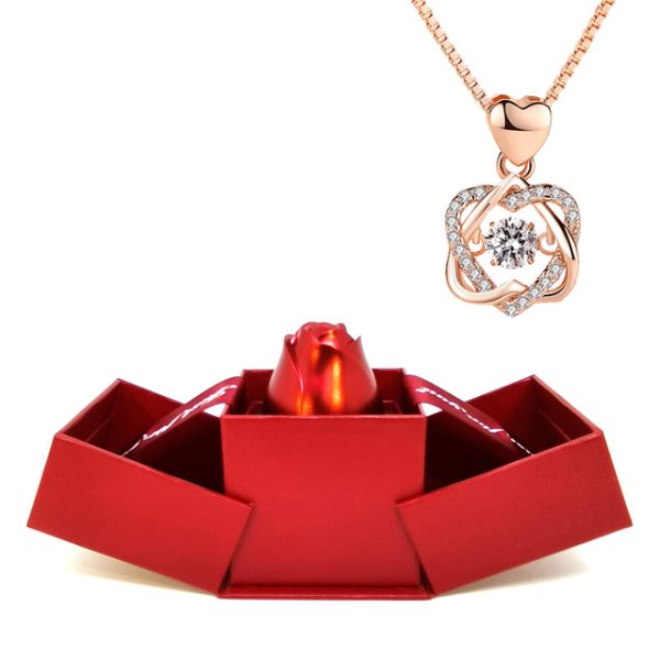 Rose Jewelry Storage Box Elegant Crystal Pendant Rojo Fanomezana Andron'ny mpifankatia ho an'ny vehivavy