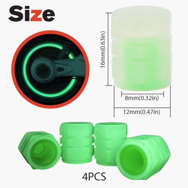 Universal Fluorescent Car Tire Valve Caps 4pcs Luminous Plastic ABS Dust proof Decorative Tyre Stem Covers 11