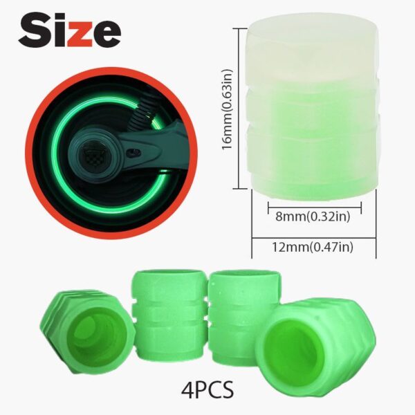 Universal Fluorescent Car Tire Valve Caps 4pcs Luminous Plastic ABS Dust proof Decorative Tyre Stem Covers 5