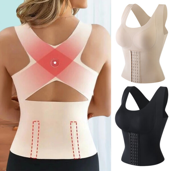 Women 3 in 1 Body Shapewear Posture Corrector Underwear Tummy Control Back Support Push Up Bra