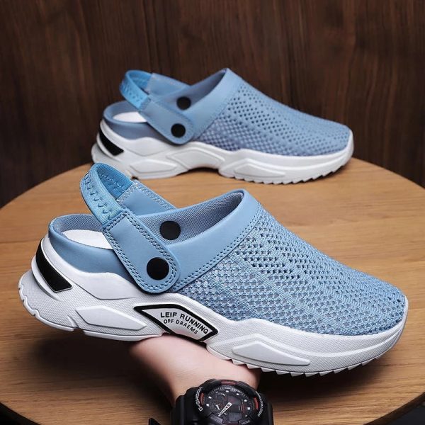 2022 Men Women Summer Sandal Mesh Mules Breathable Padded Beach Flip Flops Shoes Solid Flat Bath