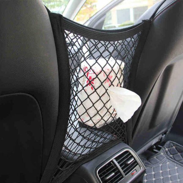 Car Interior Trunk Seat Back Elastic Mesh Net Car Styling Storage Bag Pocket Cage velcro Grid 1