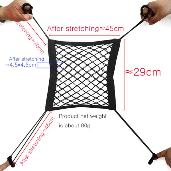 Car Interior Trunk Seat Back Elastic Mesh Net Car Styling Storage Bag Pocket Cage velcro Grid 4