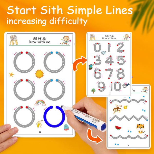 កុមារ Montessori Drawing Toy Pen Control Training Color Shape Math Match Game Set Toddler Learning Activities 1