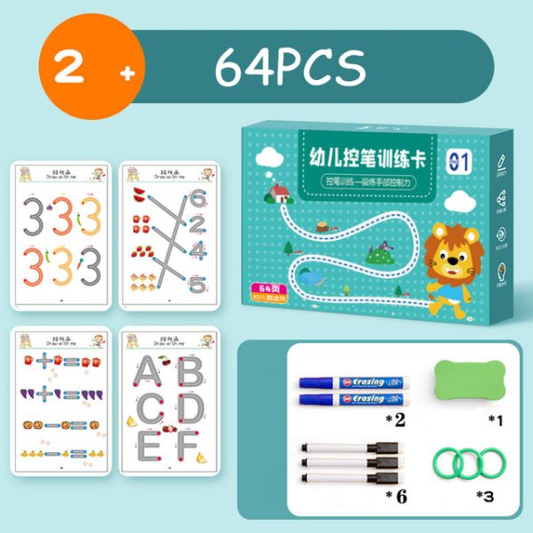 Children Montessori Drawing Toy Pen Control Training Color Shape Math Match Game Set Toddler Learning