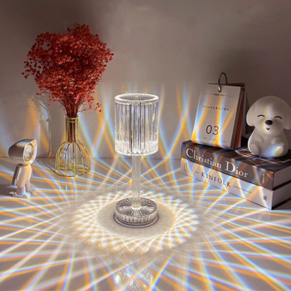 Crystal Table Lamp Touch Remote Control Acrylic Dare Fitilar Wutar Lantarki Mai Sauƙi Mai Sauƙi Fitilar Kwanciyar Kwanciya LED Dakin Hasken Dare 3