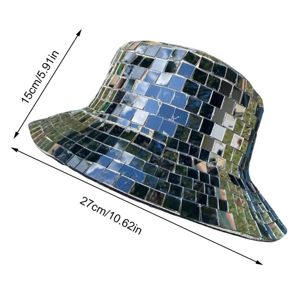 Glitter Mirror Disco Bucket Hat Stunning Disco Ball Hats for DJ Glitter Sequins Bucket Hat Cap 5