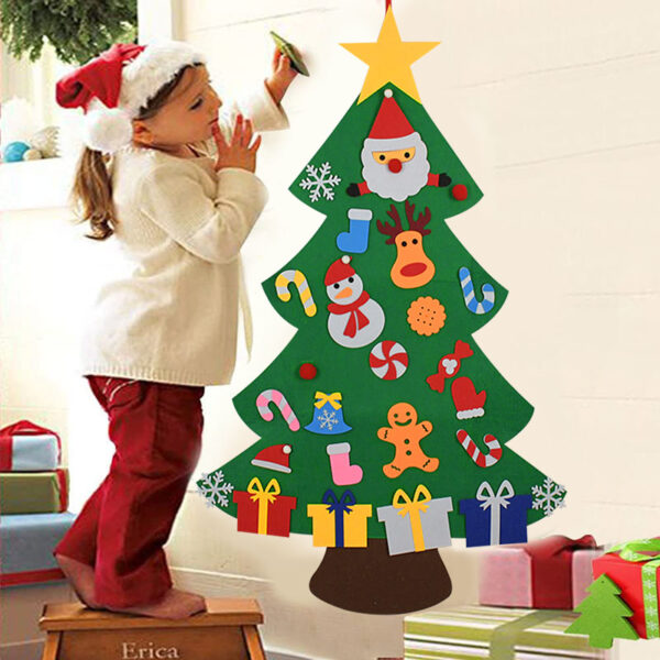 Kids DIY Felt Christmas Tree Christmas Decoration for Home Navidad 2021 New Year Gifts Christmas Ornaments
