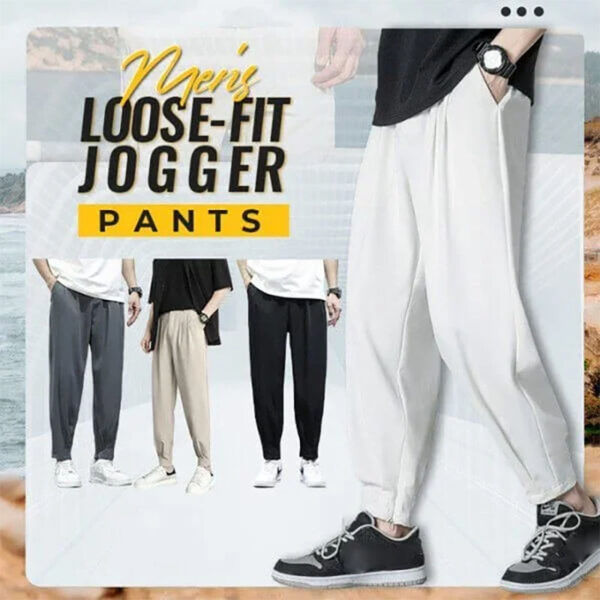 Men s Super Cooling Loose Fit Jogger Pants Ice Silk Pants Casual Trousers loose Sports Nine