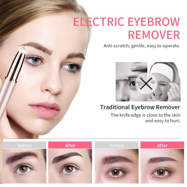 Tshiab Tsim Electric Eyebrow Trimmer Makeup Painless Eye Brow Epilator Mini Shaver Razors Portable Facial Hair