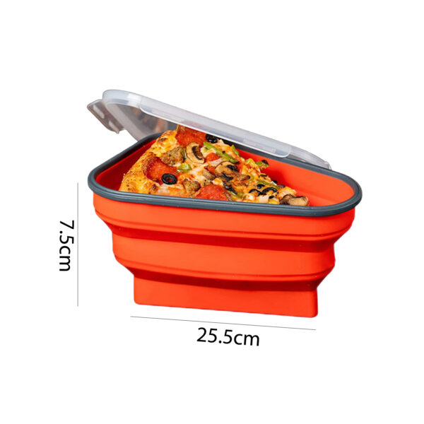 Silicone Reusable Portable Daim duab peb sab Pizza Pob Lunch Box Foldable Triangular Storage Container Slice Kitchen Tools Collapsible 5