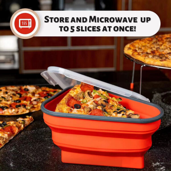 Silicone Reusable Portable Triangle Pizza Pack Lunch Box Foldable Triangular Storage Container Slice Kitchen Tools Collapsible