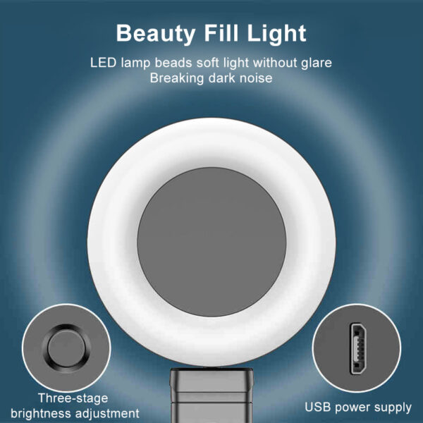 Tongdaytech Bluetooth Wireless Selfie Stick Portable Ring Fill Light Folding Stand For Iphone Xiaomi Makeup Video 2