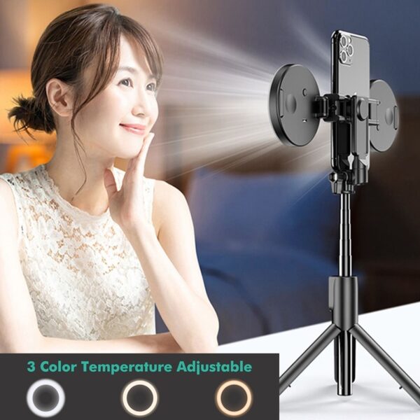 Tongdaytech Bluetooth Wireless Selfie Stick Portable Ring Fill Light Folding Stand For Iphone Xiaomi Makeup Video 3