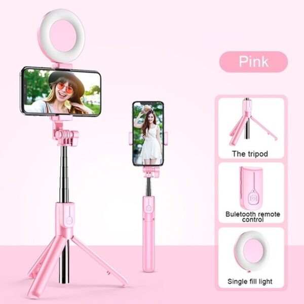 Tongdaytech Bluetooth Wireless Selfie Stick Portable Ring Fill Light Folding Stand For Iphone Xiaomi Makeup Video 3.jpg 640x640 3