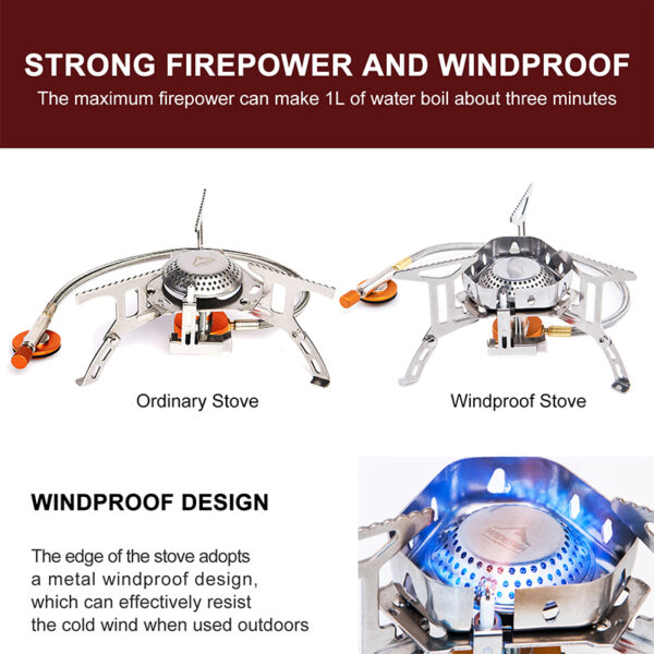 Widesea Camping Wind Proof Gas Burner Outdoor Strong Fire Stove Heater Tourism Equipment Supplies Tourist Kitchen 3
