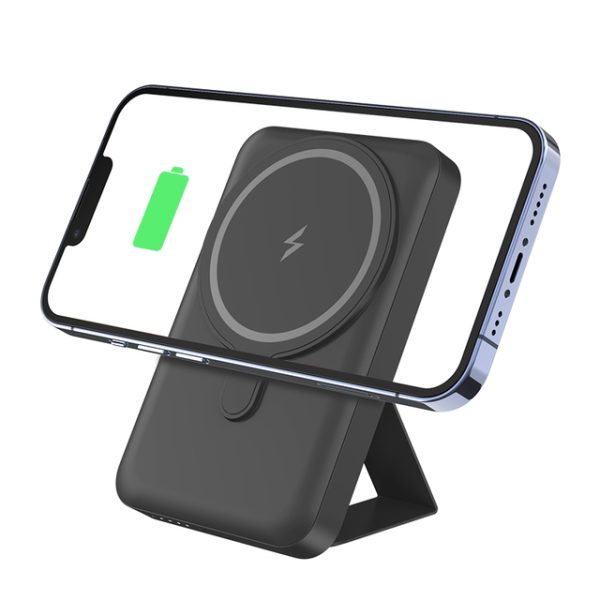 Wireless Power Bank Portable 15W Magnetic Wireless Mag Safe Power Bank With Mobile Phone Holder