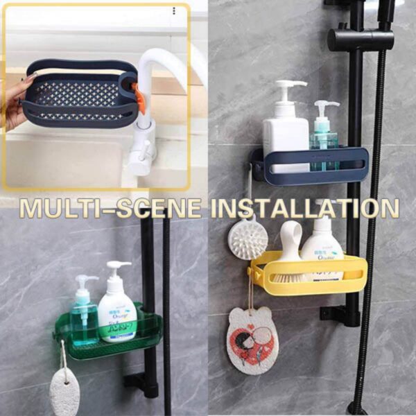 2 in 1 Home Sink Organizer Faucet Hanging Drain Rack ห้องครัว ห้องน้ำ ออแกไนเซอร์ ผลไม้และผัก 1