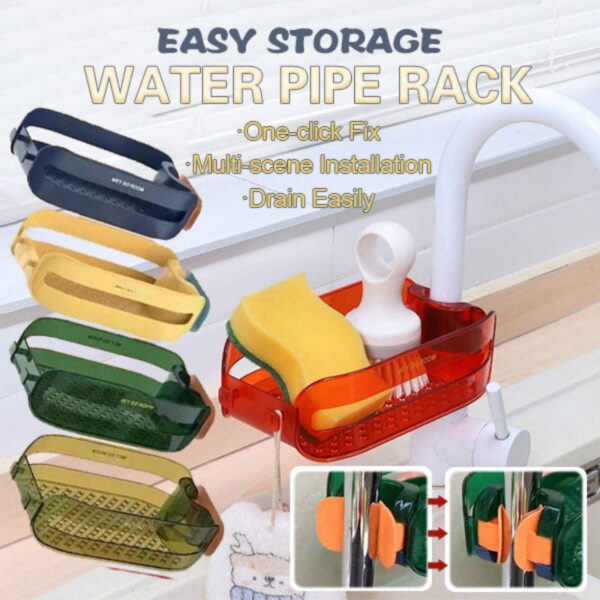 2 in 1 Home Sink Organizer Faucet Hanging Drain Rack អ្នករៀបចំបន្ទប់ទឹក ផ្លែឈើ និងបន្លែ